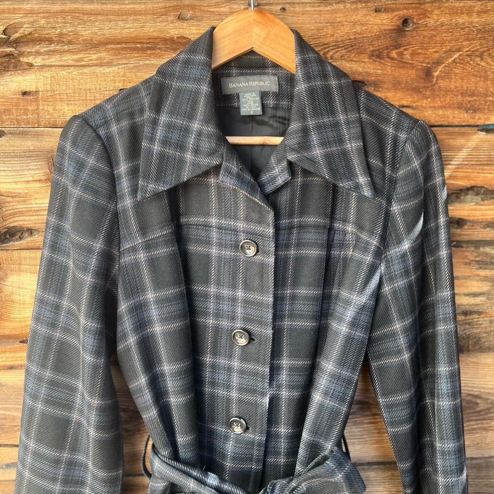 BANANA REPUBLIC | Worsted Wool Plaid Belted Women's Jacket 8 - Picture 2 of 6